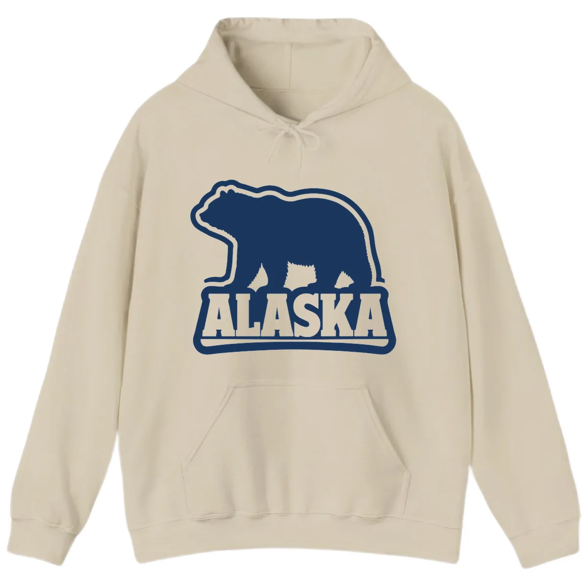 Alaskan Bear and Text National Park Style Hoodie in Sand