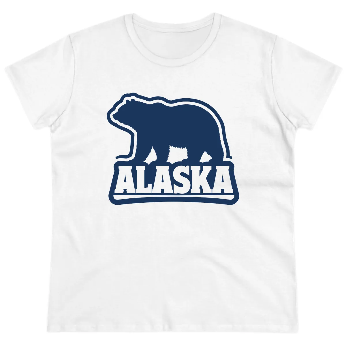 Alaskan Bear and Text National Park Style Ladies Tee in White
