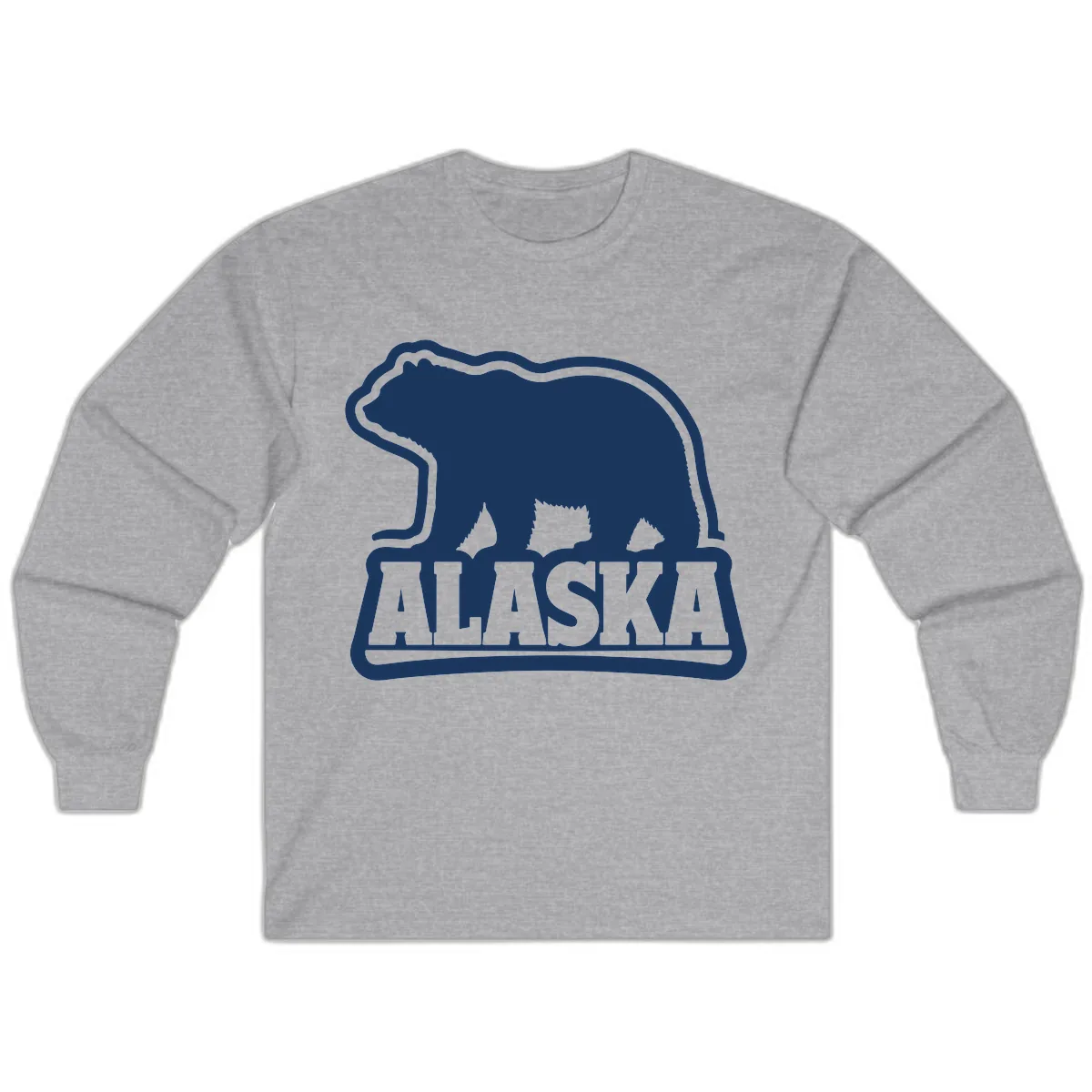 Alaskan Bear and Text National Park Style Long Sleeve in Sport Grey