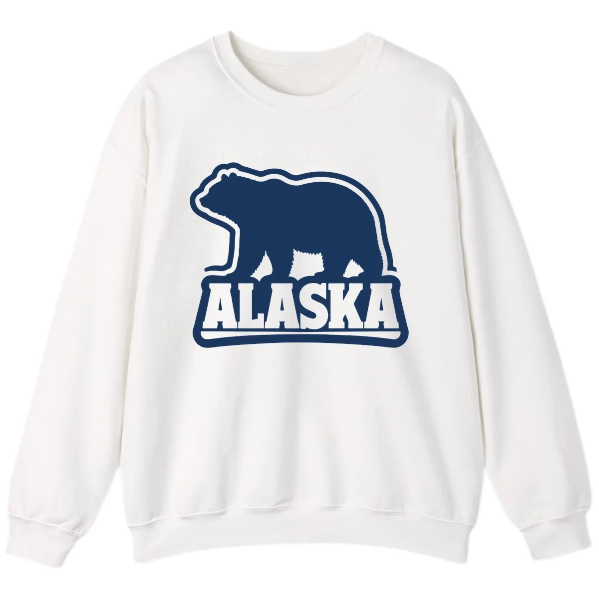 Alaskan Bear and Text National Park Style Sweatshirt in White