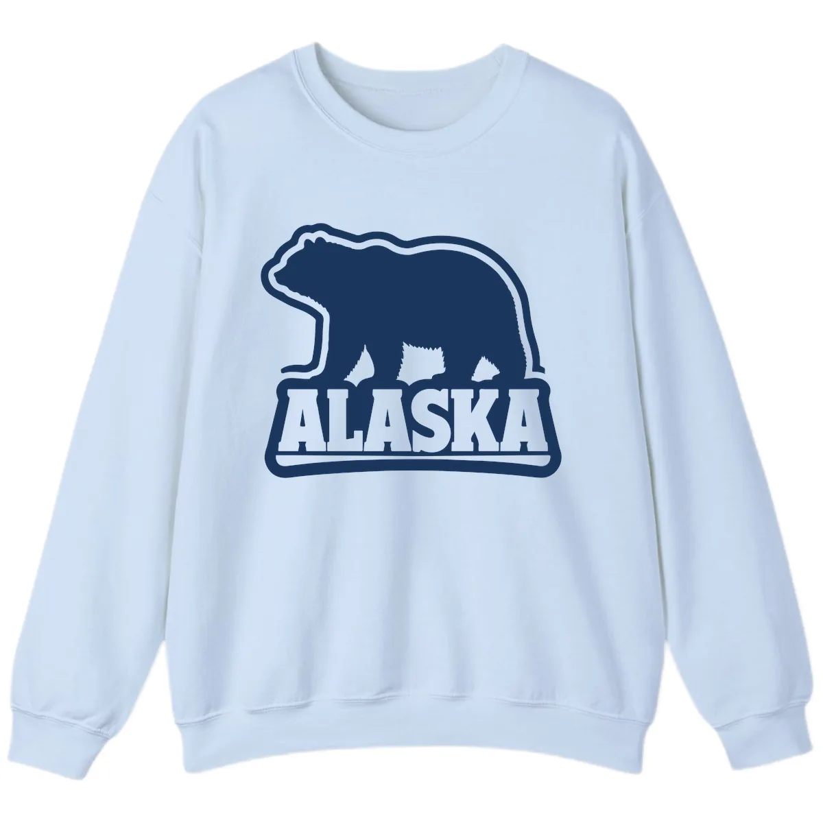 Alaskan Bear and Text National Park Style Sweatshirt in Light Blue