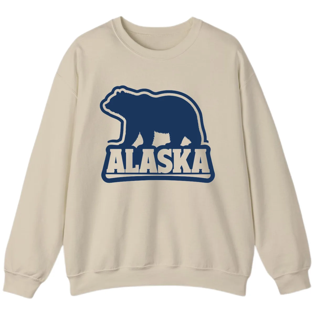 Alaskan Bear and Text National Park Style Sweatshirt in Sand