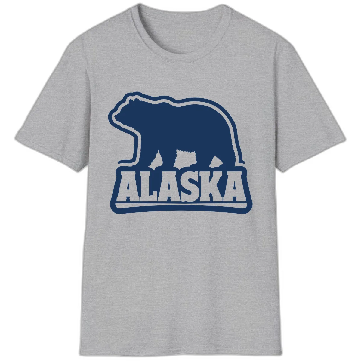 Alaskan Bear and Text National Park Style T-Shirt in Sport Grey