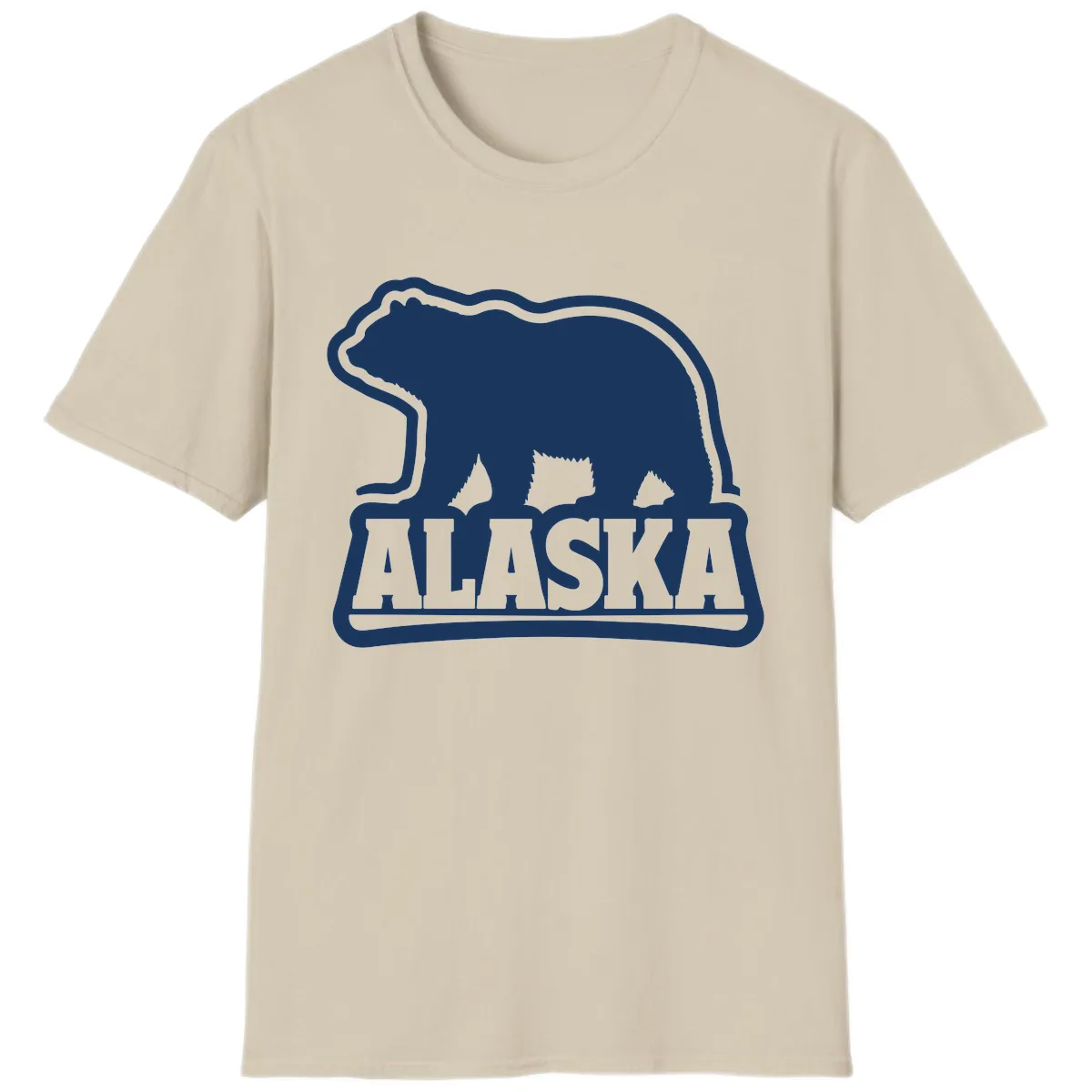 Alaskan Bear and Text National Park Style T-Shirt in Sand