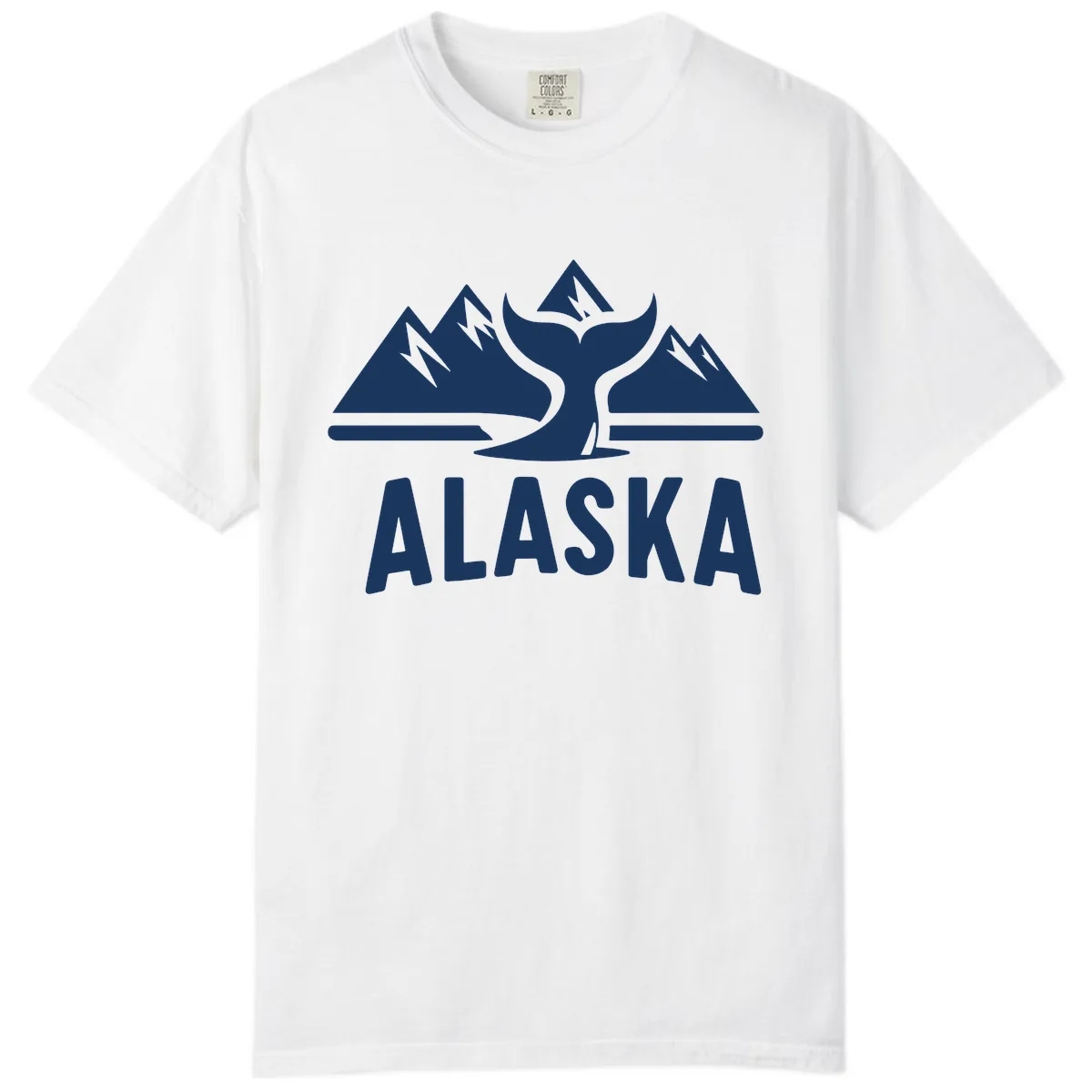 Alaska Mountains Whale Tail Scenic Design Comfort Color in White
