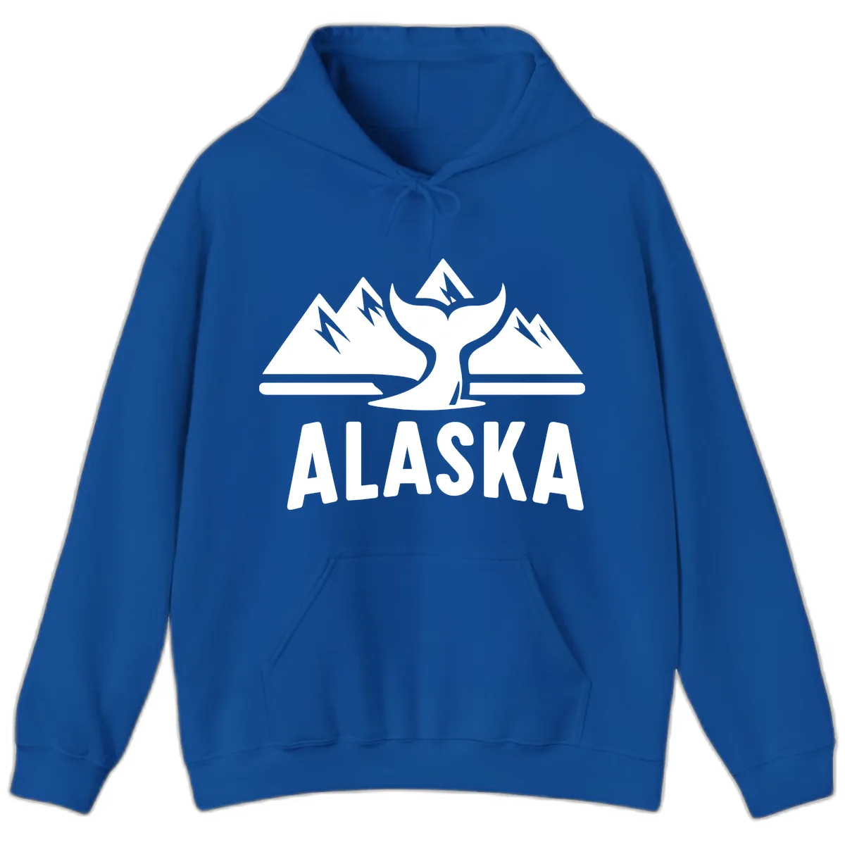 Alaska Mountains Whale Tail Scenic Design Hoodie in Royal