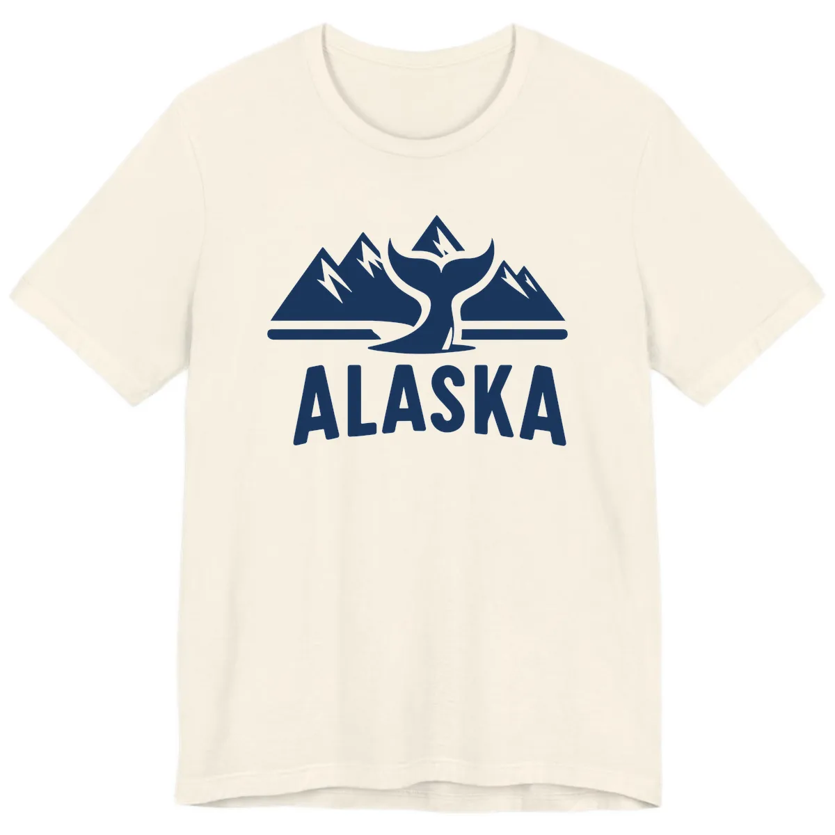 Alaska Mountains Whale Tail Scenic Design Premium T-Shirt in Natural