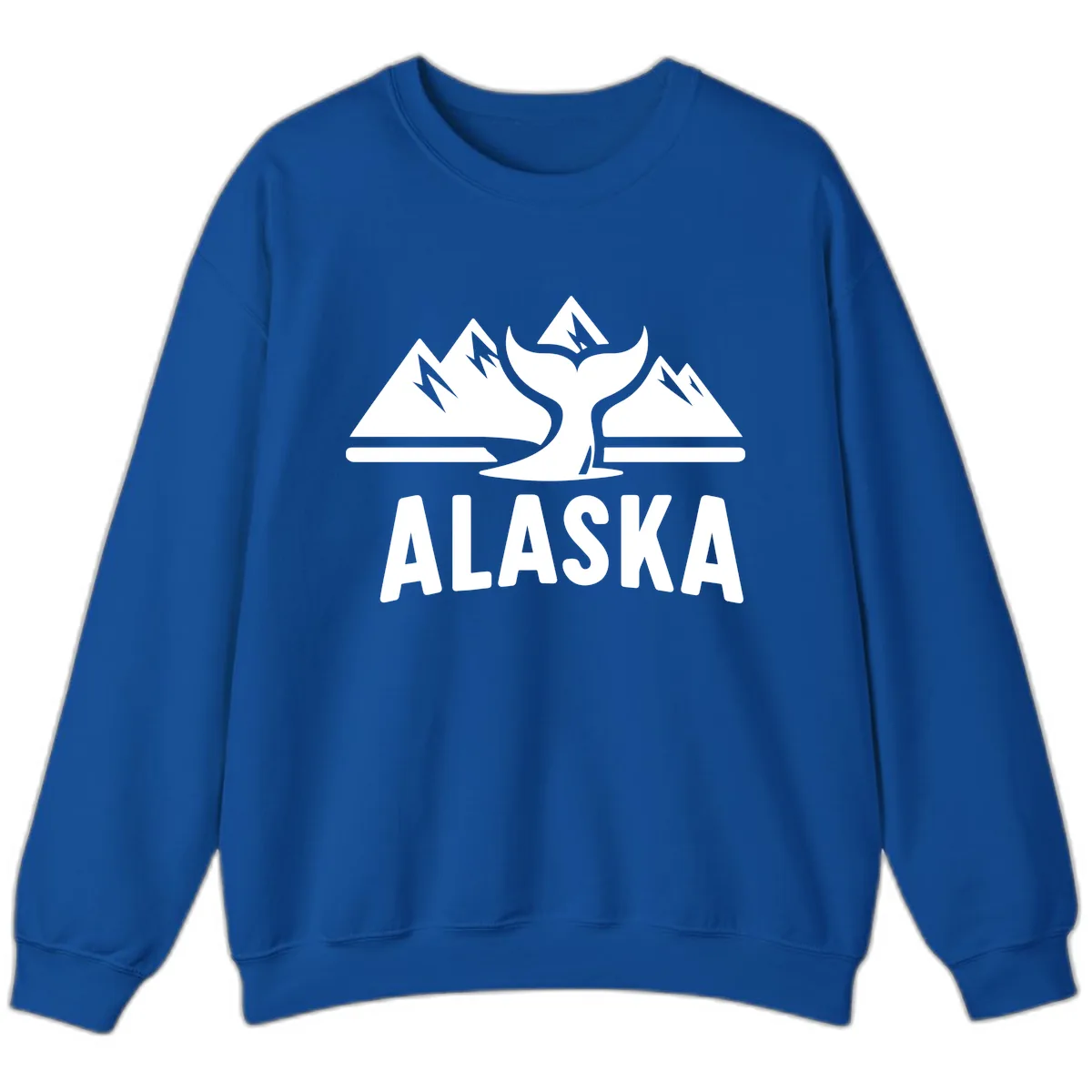 Alaska Mountains Whale Tail Scenic Design Sweatshirt in Royal
