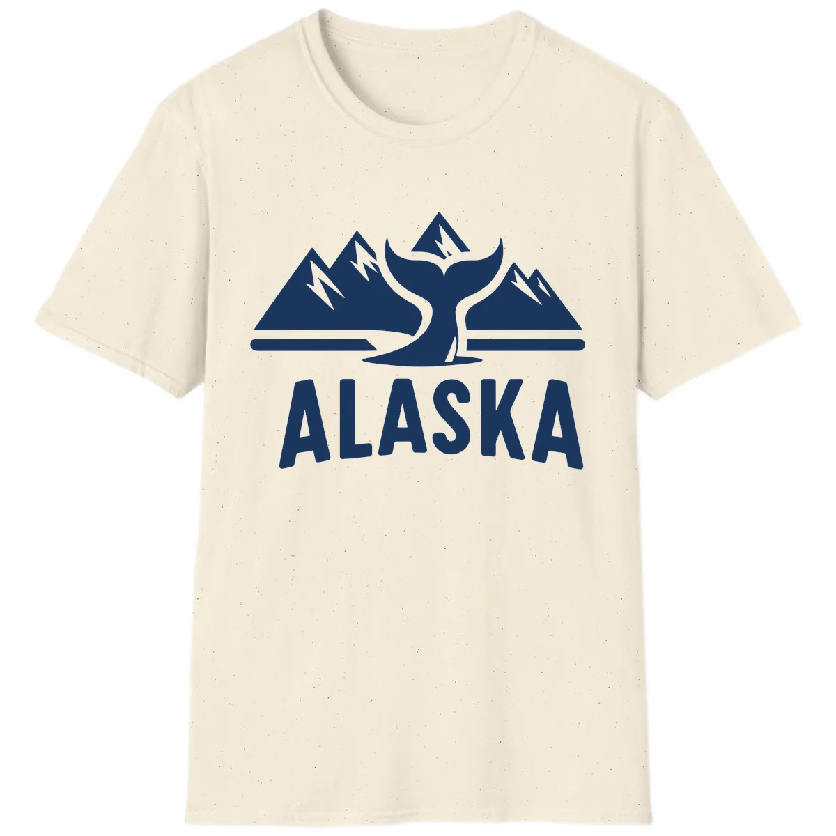 Alaska Mountains Whale Tail Scenic Design T-Shirt in Natural