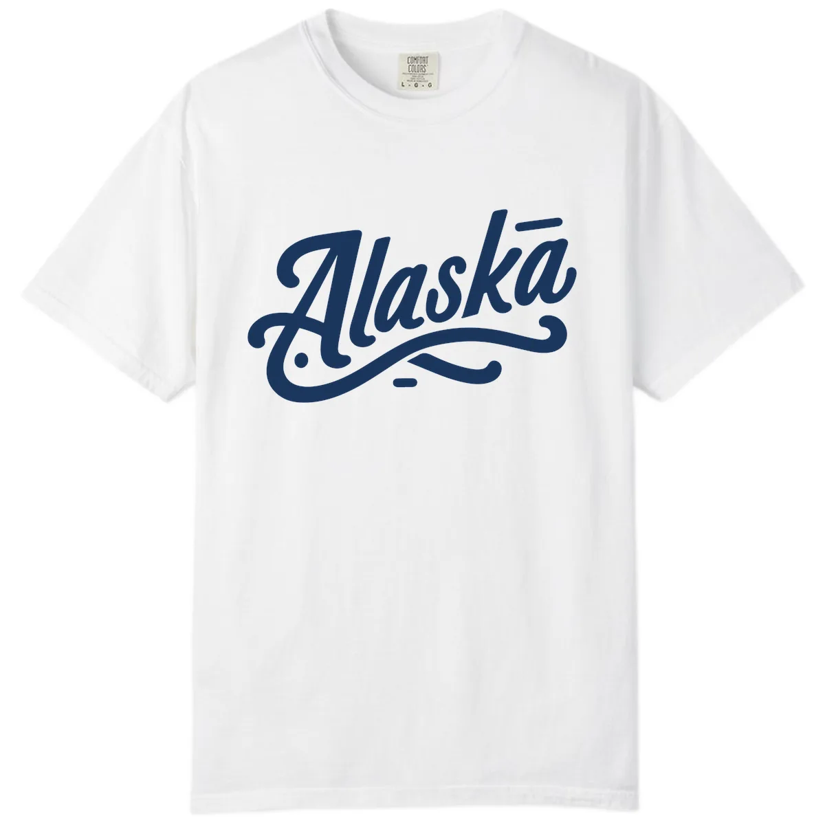 Alaska Script Calligraphy Lettering Comfort Color in White