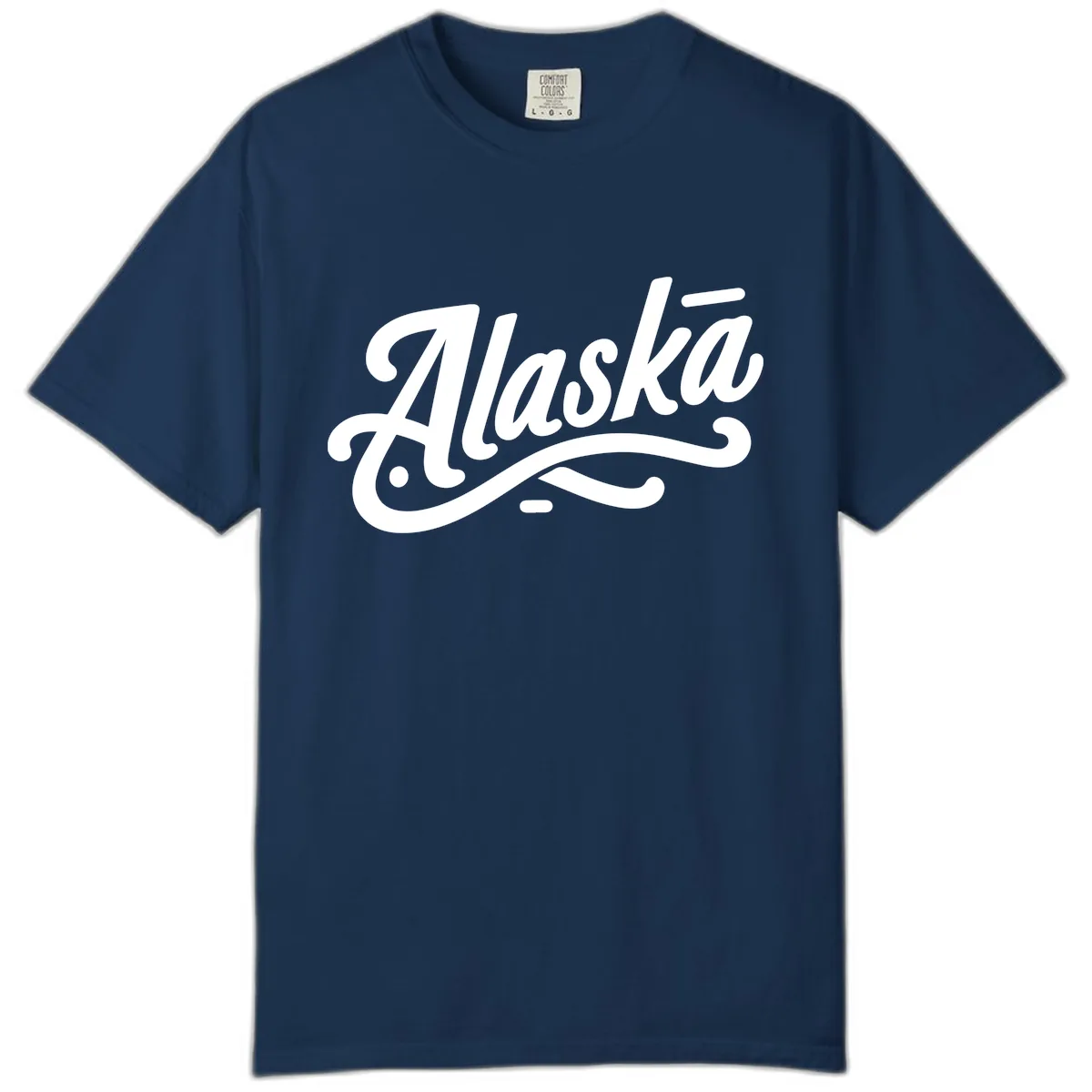 Alaska Script Calligraphy Lettering Comfort Color in Navy