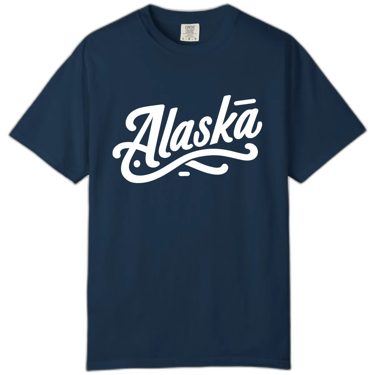 Alaska Script Calligraphy Lettering Comfort Color in True Navy