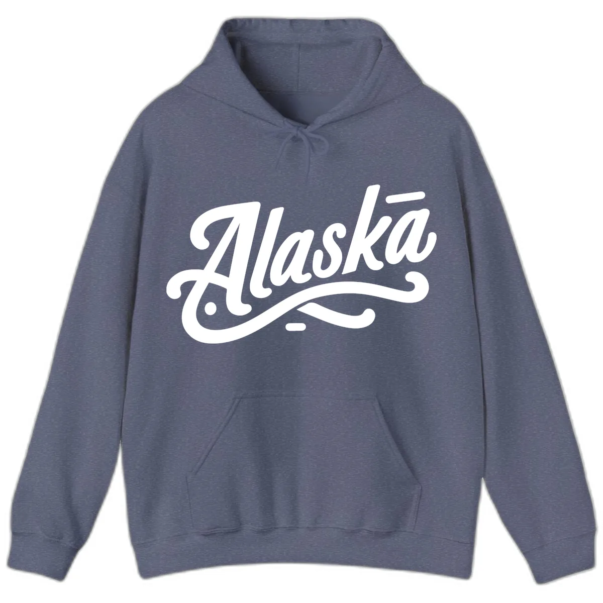 Alaska Script Calligraphy Lettering Hoodie in Heather Navy
