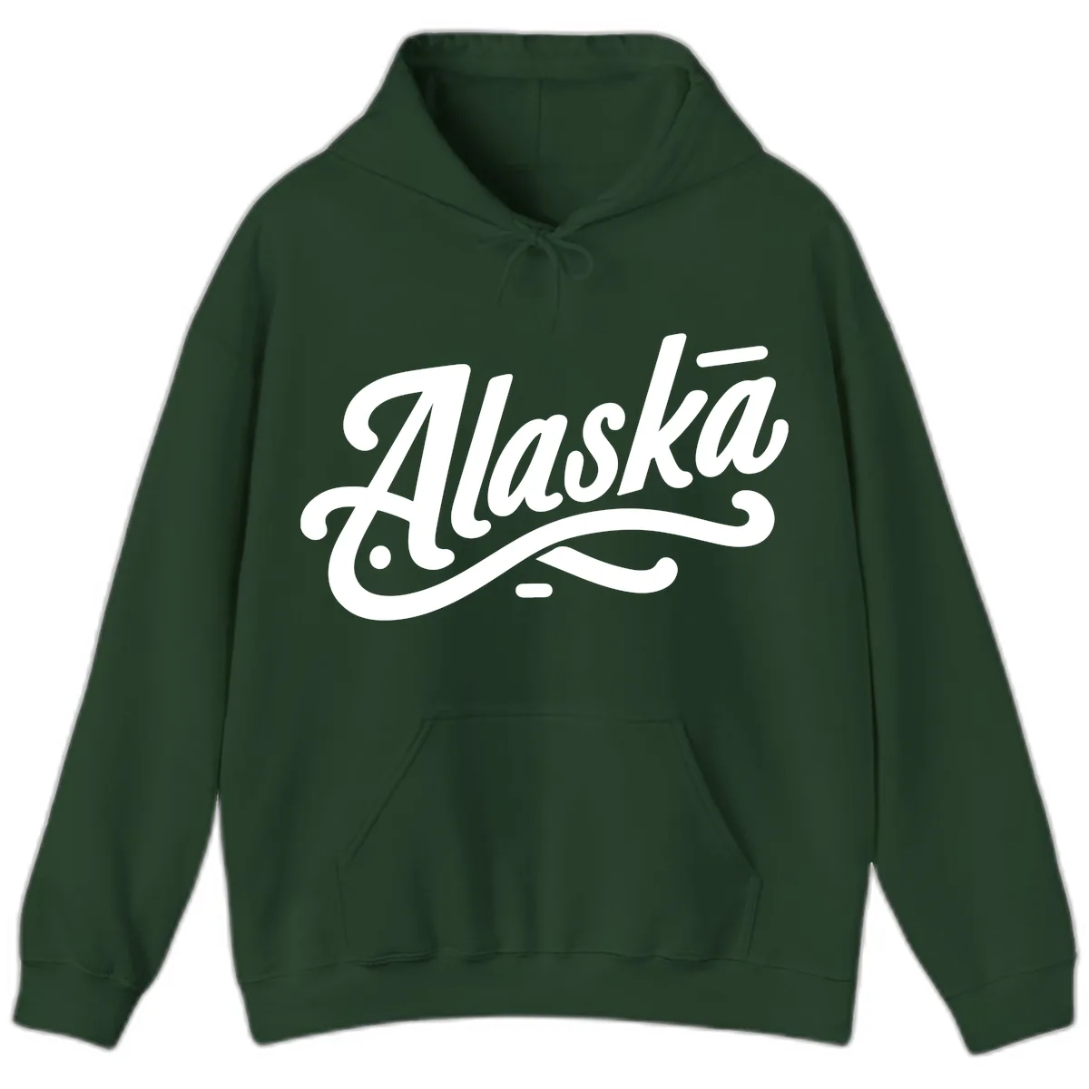 Alaska Script Calligraphy Lettering Hoodie in Forest Green