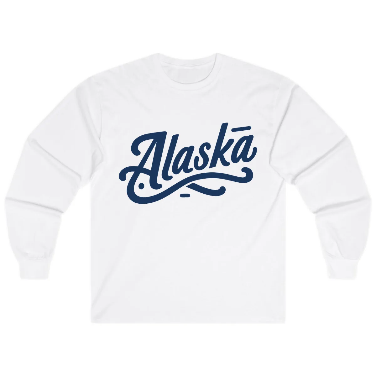 Alaska Script Calligraphy Lettering Long Sleeve in White