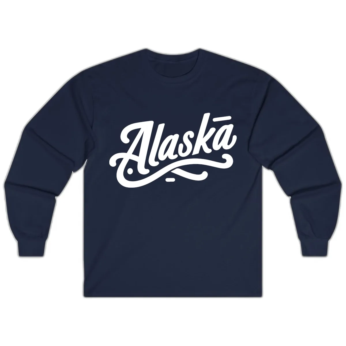 Alaska Script Calligraphy Lettering Long Sleeve in Navy