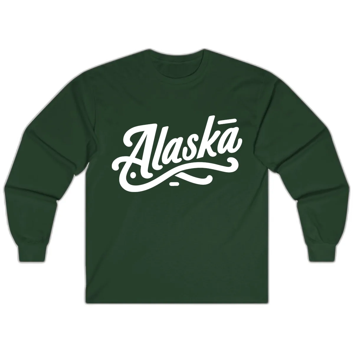 Alaska Script Calligraphy Lettering Long Sleeve in Forest Green