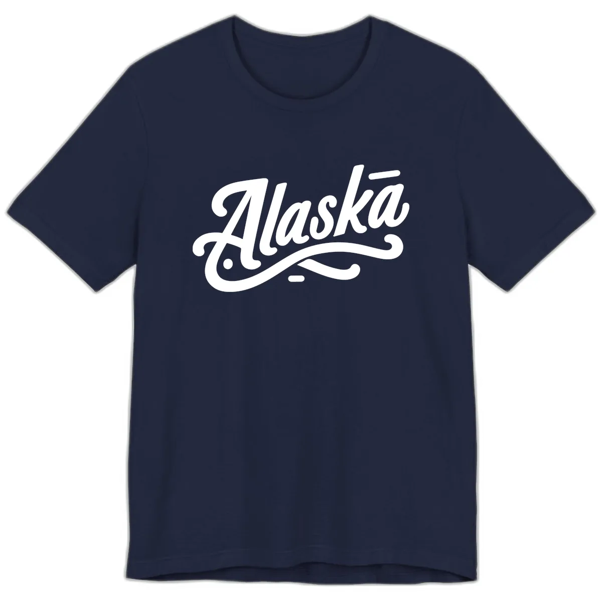 Alaska Script Calligraphy Lettering Premium T-Shirt in Navy