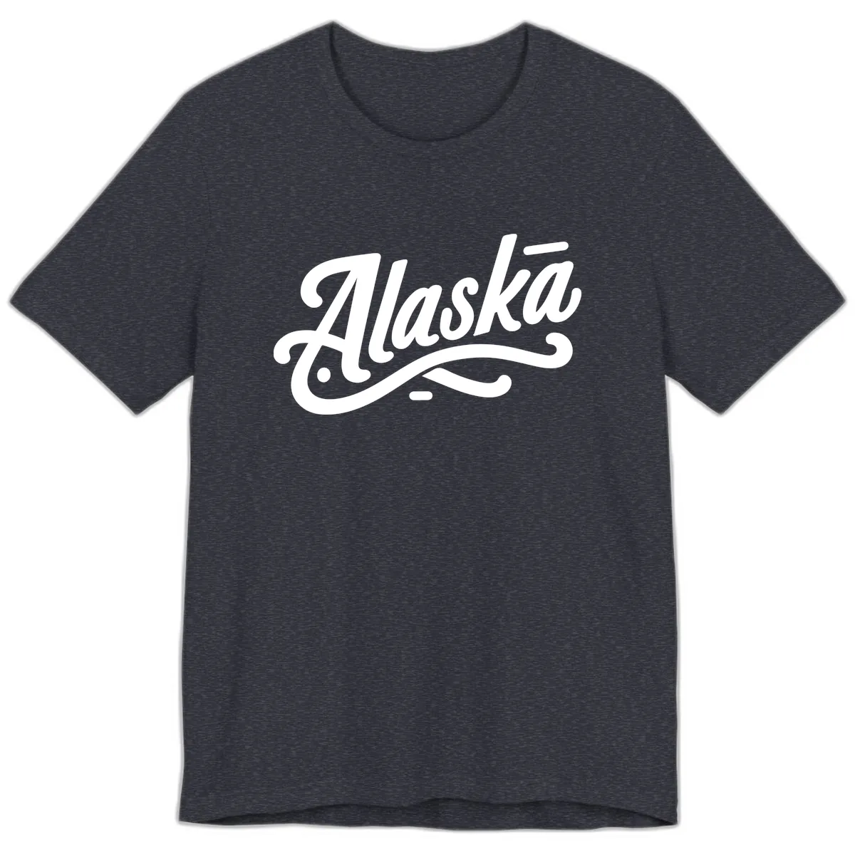 Alaska Script Calligraphy Lettering Premium T-Shirt in Heather Navy