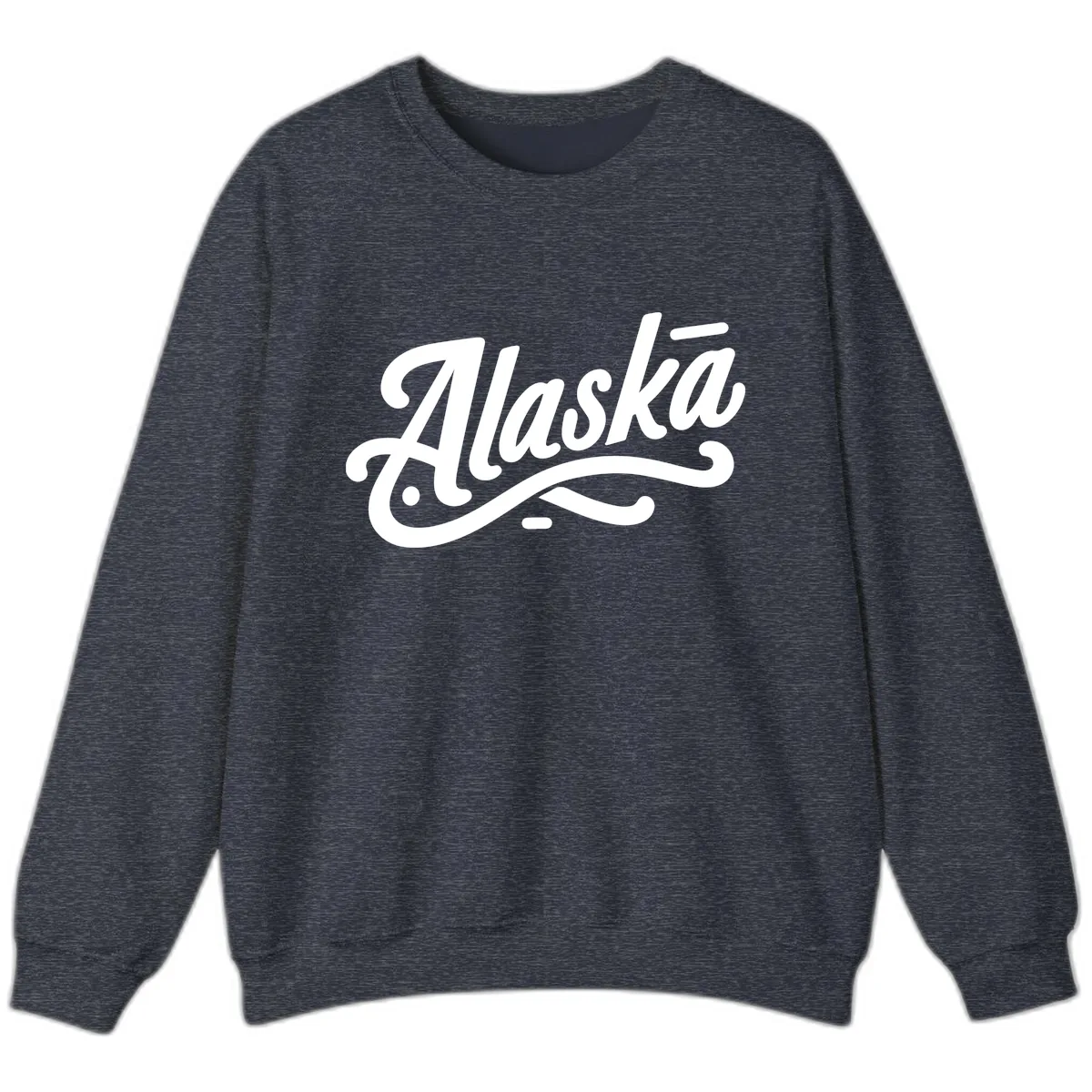 Alaska Script Calligraphy Lettering Sweatshirt in Heather Sport Dark Navy