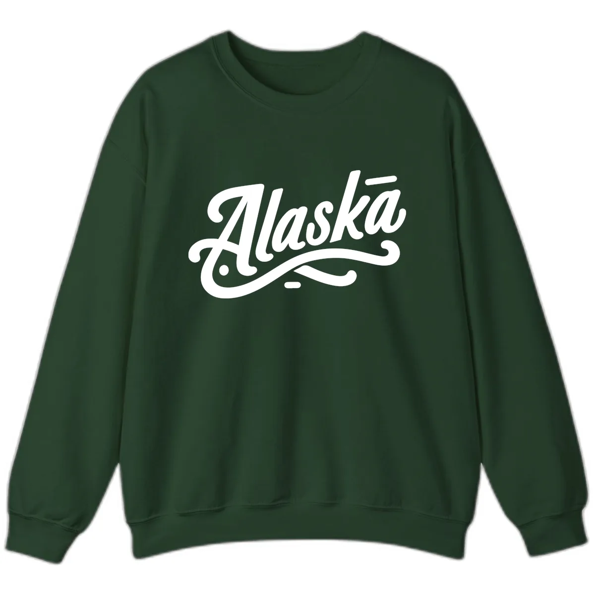 Alaska Script Calligraphy Lettering Sweatshirt in Forest Green
