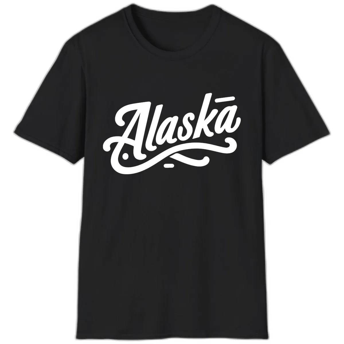 Alaska Script Calligraphy Lettering T-Shirt in Black