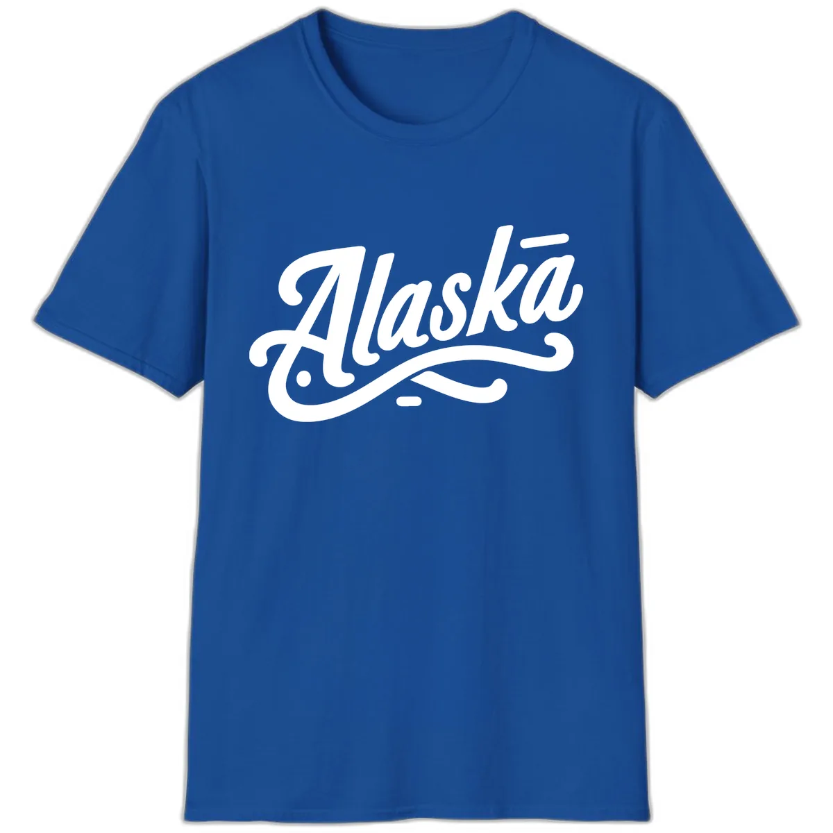 Alaska Script Calligraphy Lettering T-Shirt in Royal
