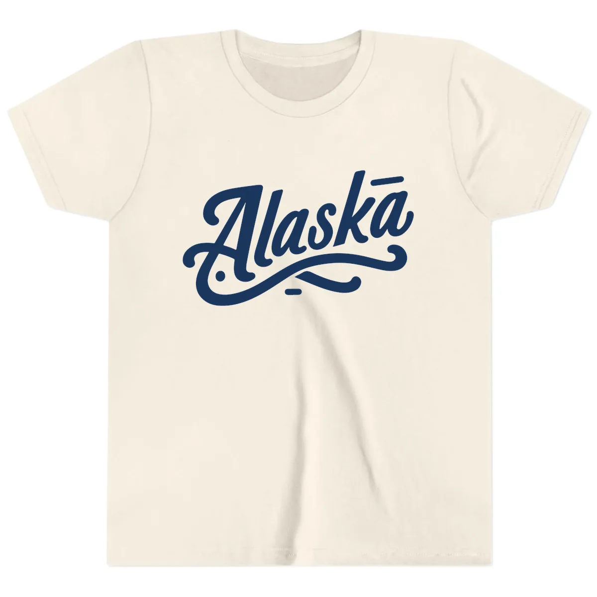 Alaska Script Calligraphy Lettering Youth T-Shirt in Natural