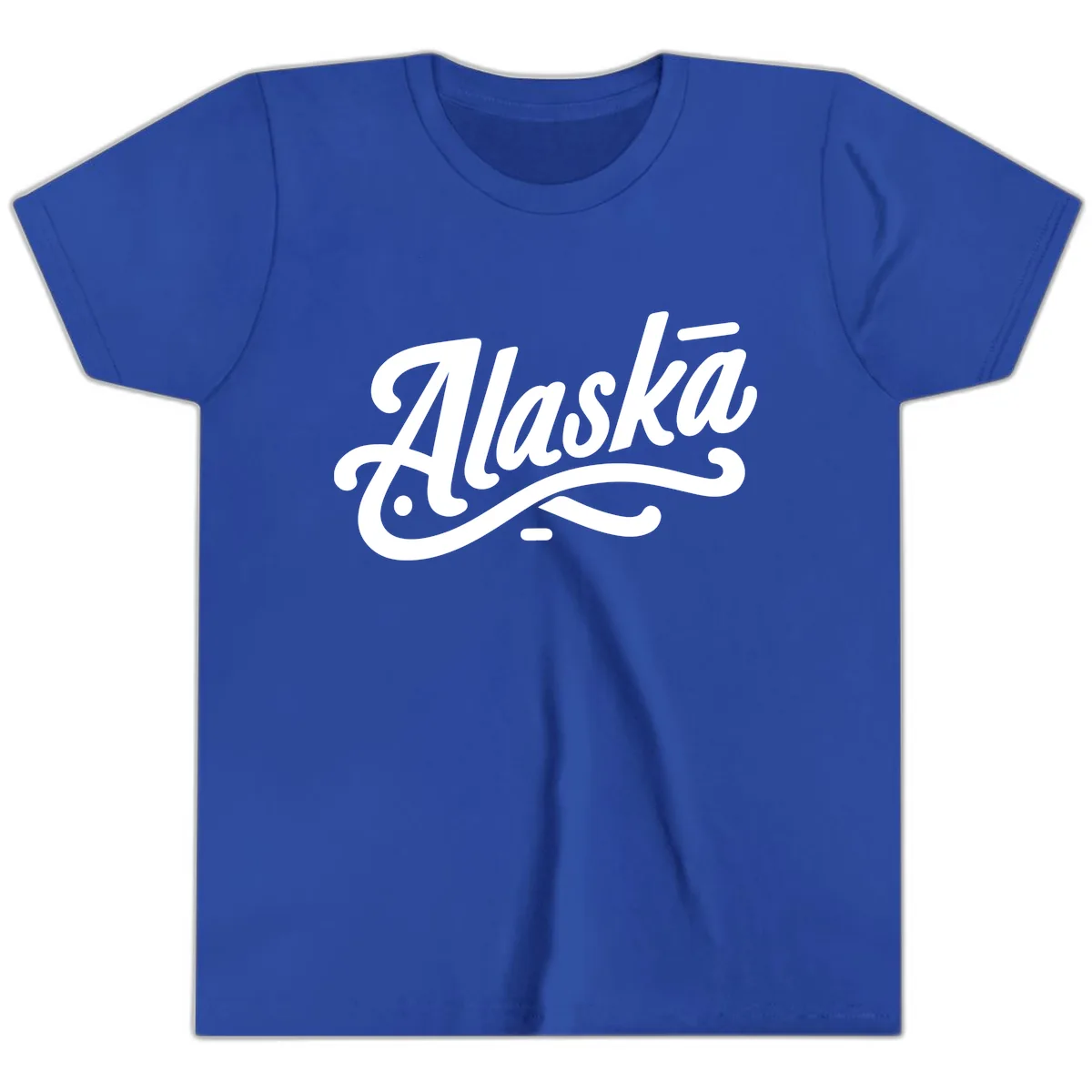 Alaska Script Calligraphy Lettering Youth T-Shirt in True Royal