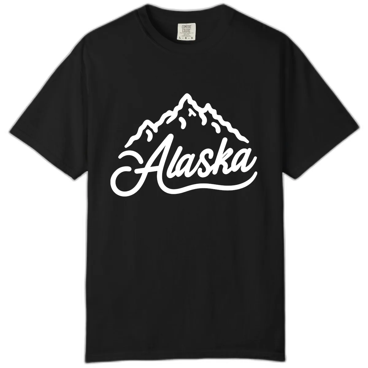 Alaska Mountain Script Wordmark Comfort Color in Black