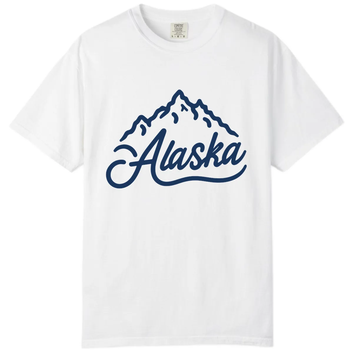 Alaska Mountain Script Wordmark Comfort Color in White
