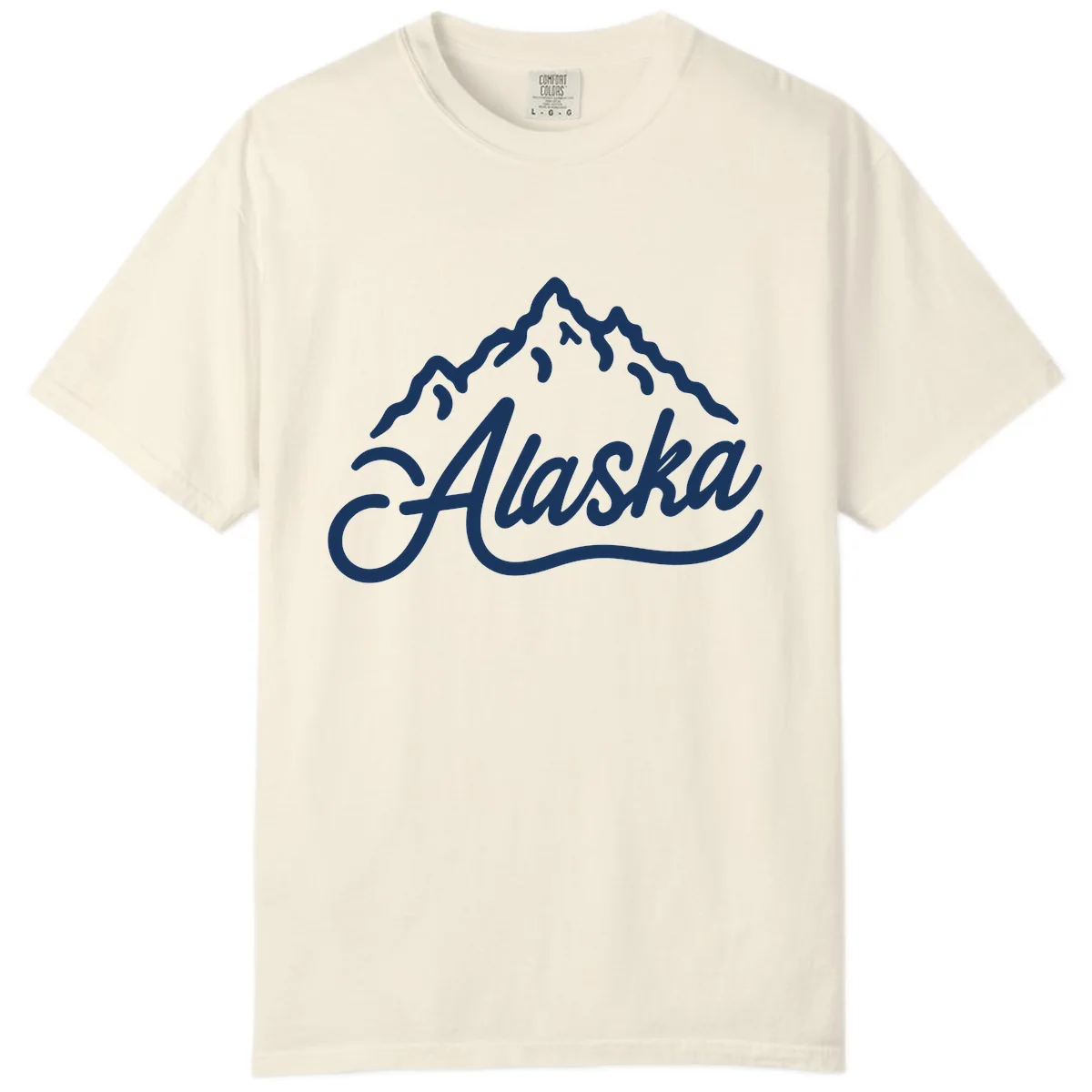 Alaska Mountain Script Wordmark Comfort Color in Ivory