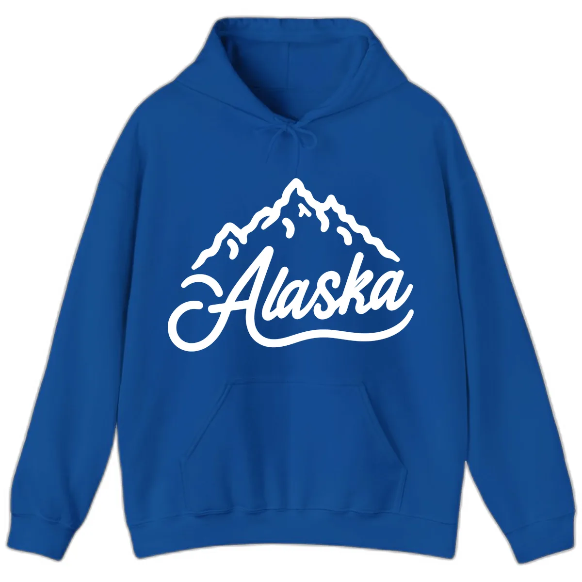 Alaska Mountain Script Wordmark Hoodie in Royal