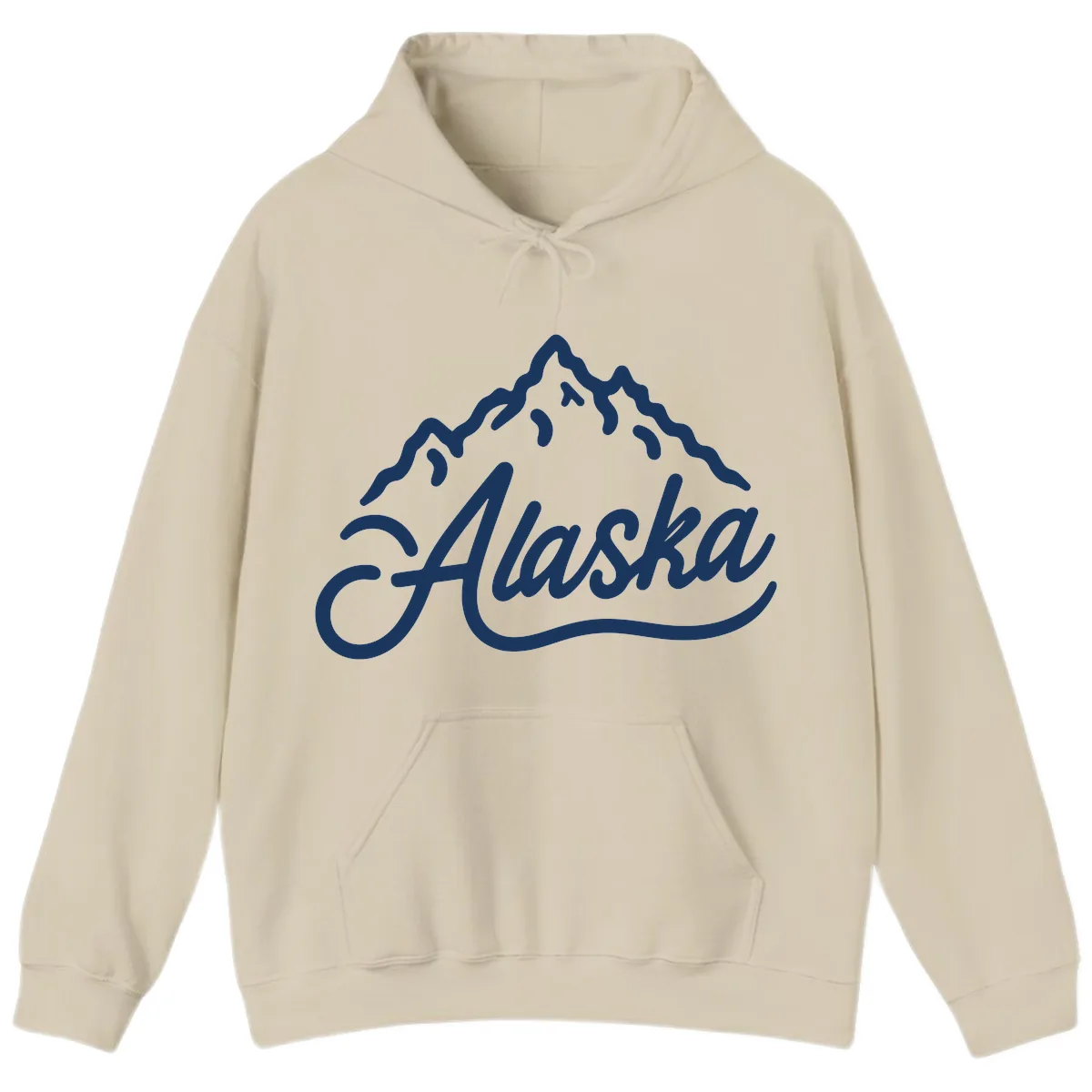 Alaska Mountain Script Wordmark Hoodie in Sand