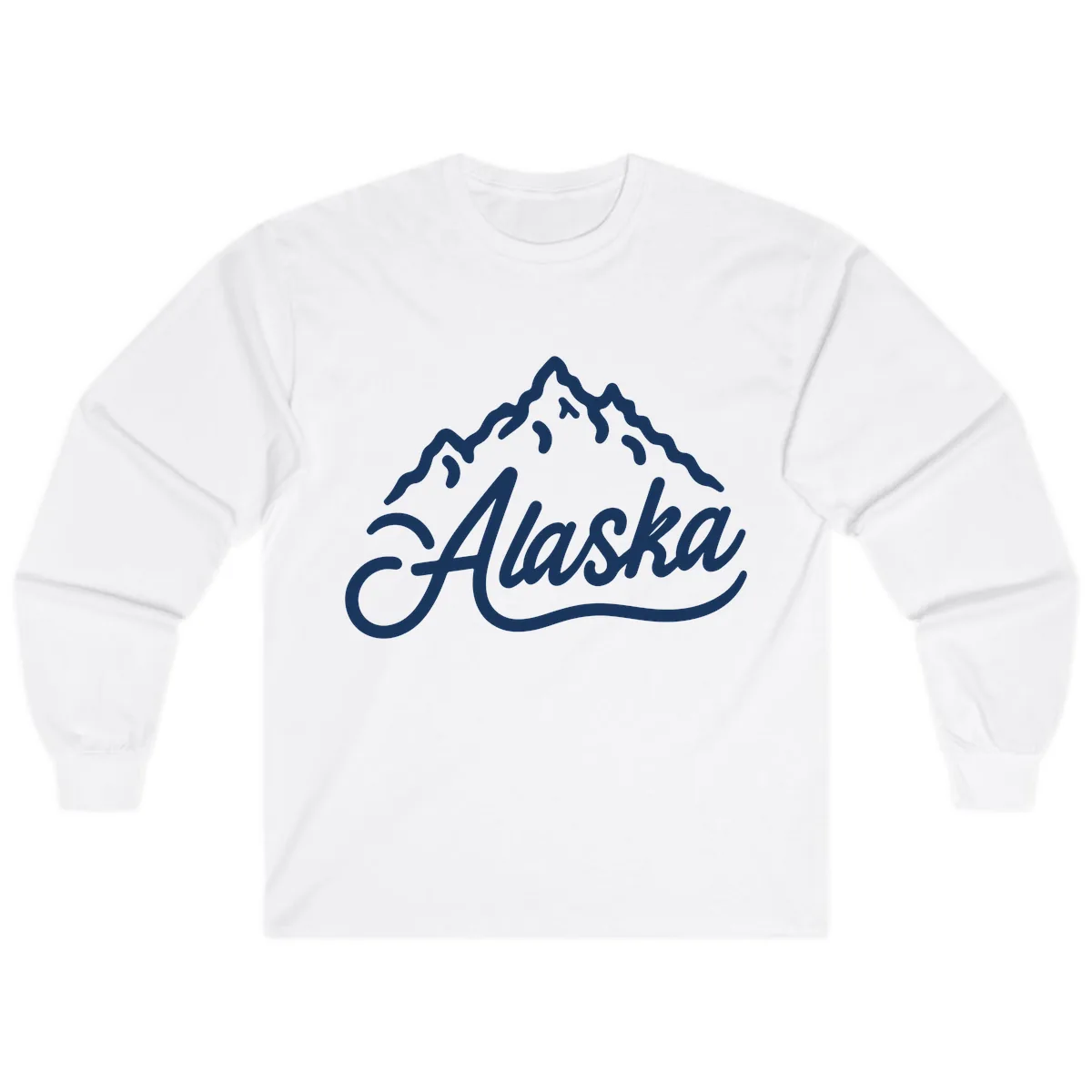 Alaska Mountain Script Wordmark Long Sleeve in White