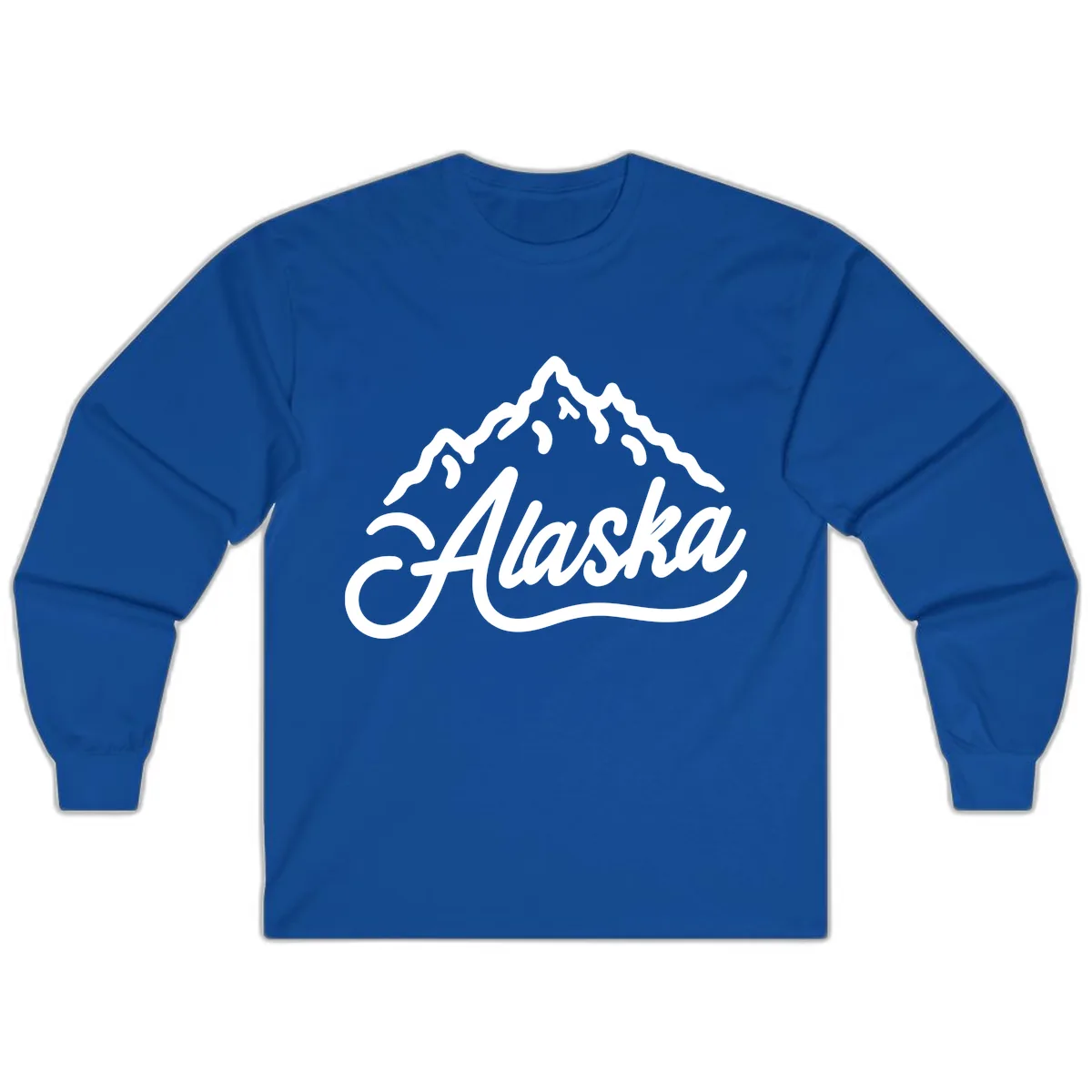 Alaska Mountain Script Wordmark Long Sleeve in Royal