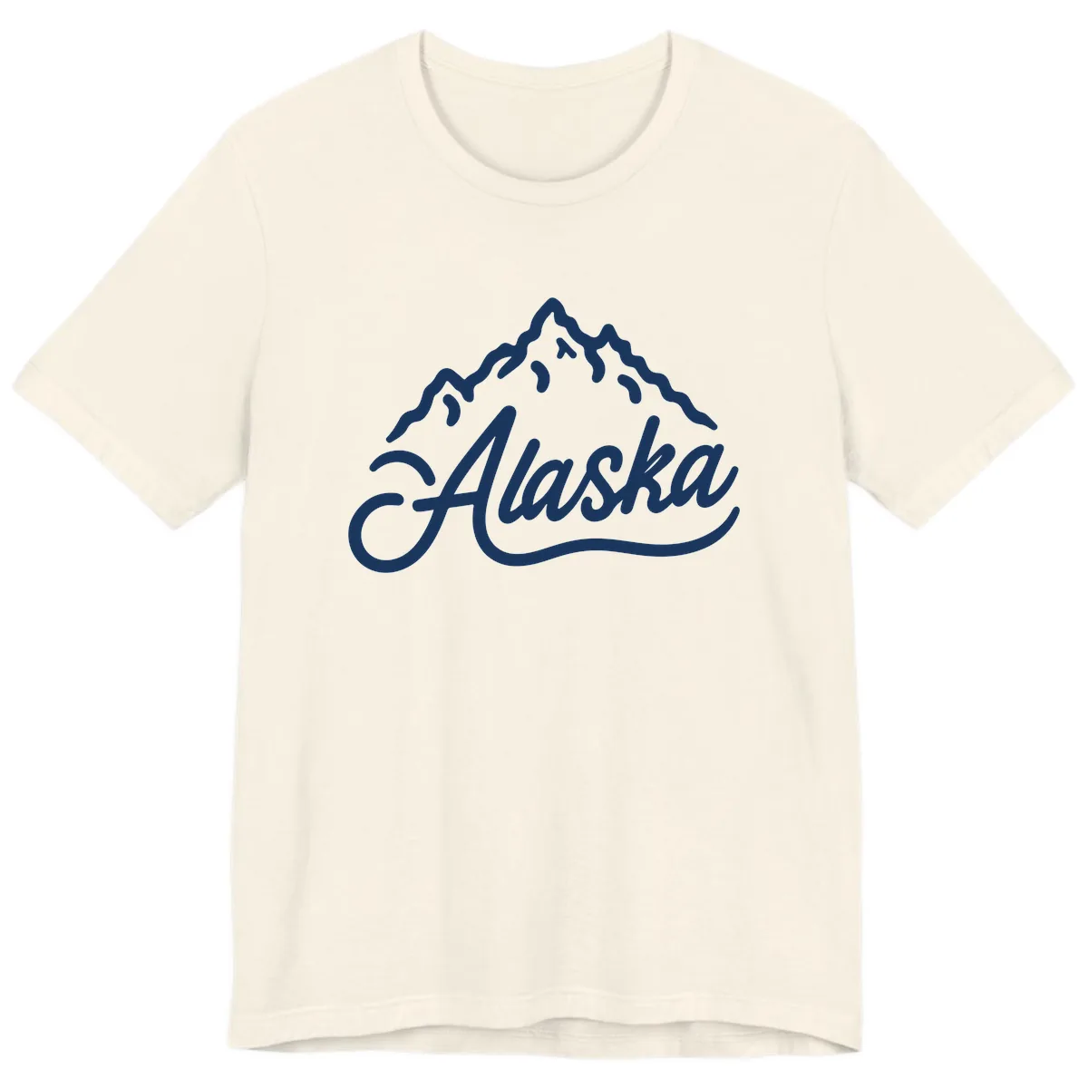 Alaska Mountain Script Wordmark Premium T-Shirt in Natural