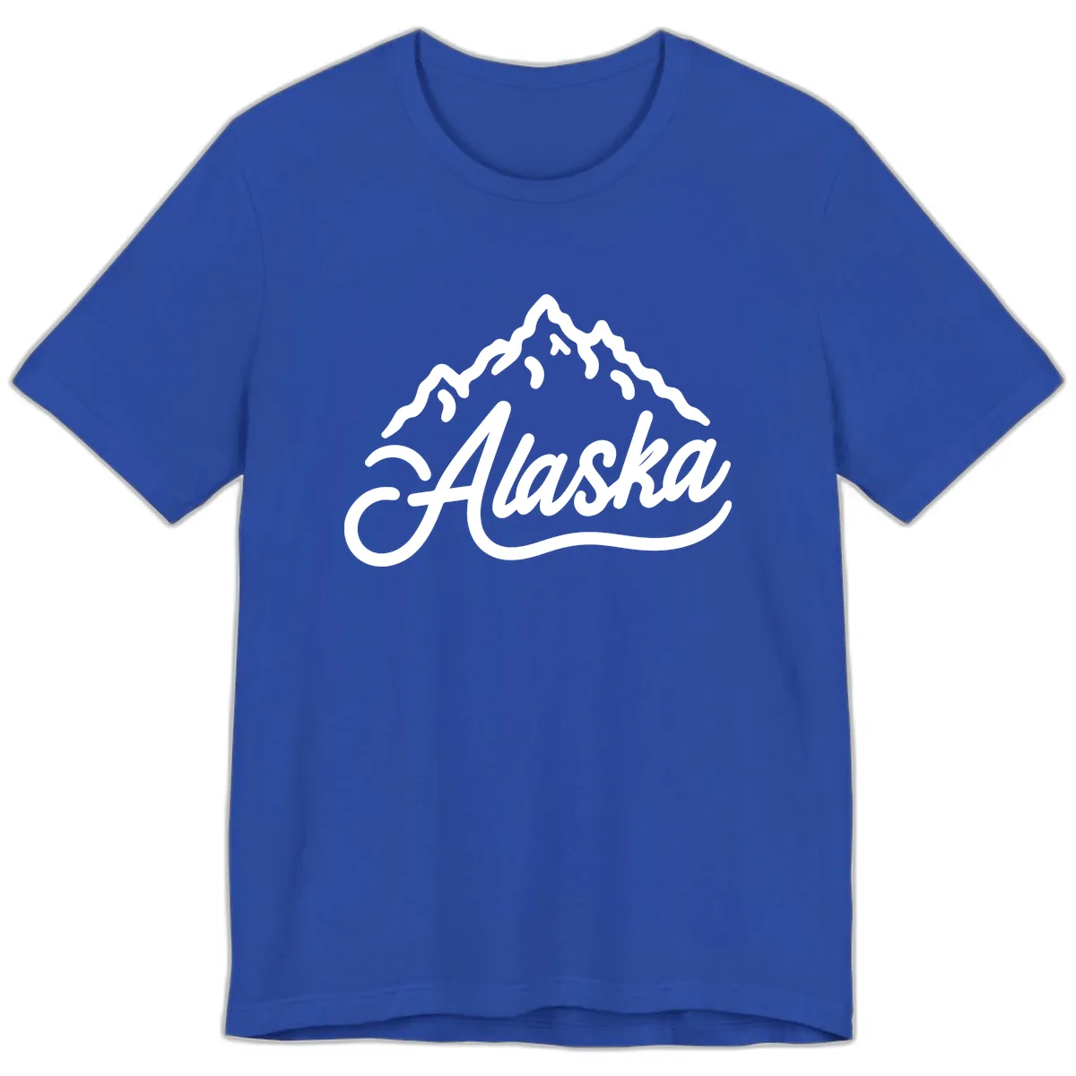 Alaska Mountain Script Wordmark Premium T-Shirt in True Royal