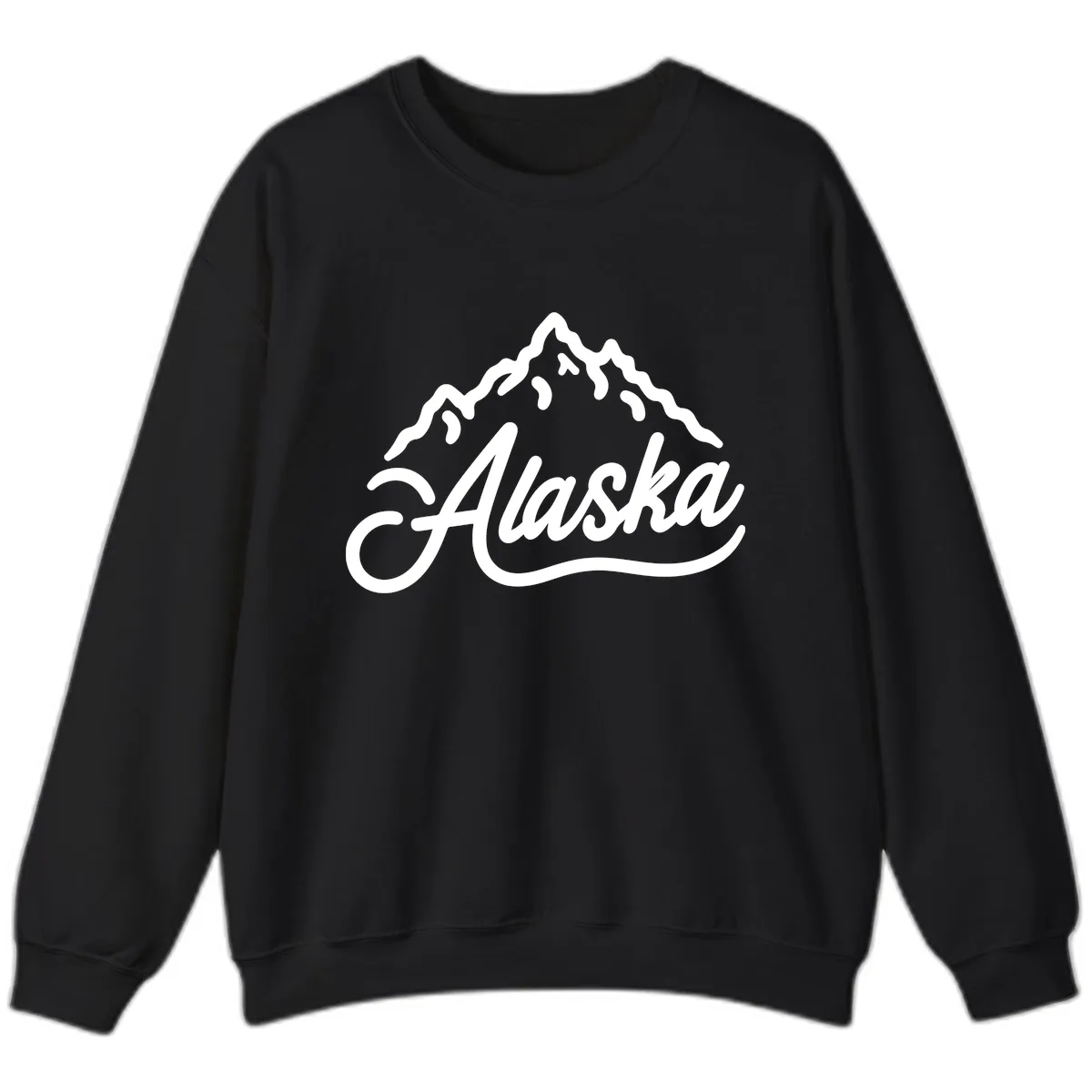 Alaska Mountain Script Wordmark Sweatshirt in Black