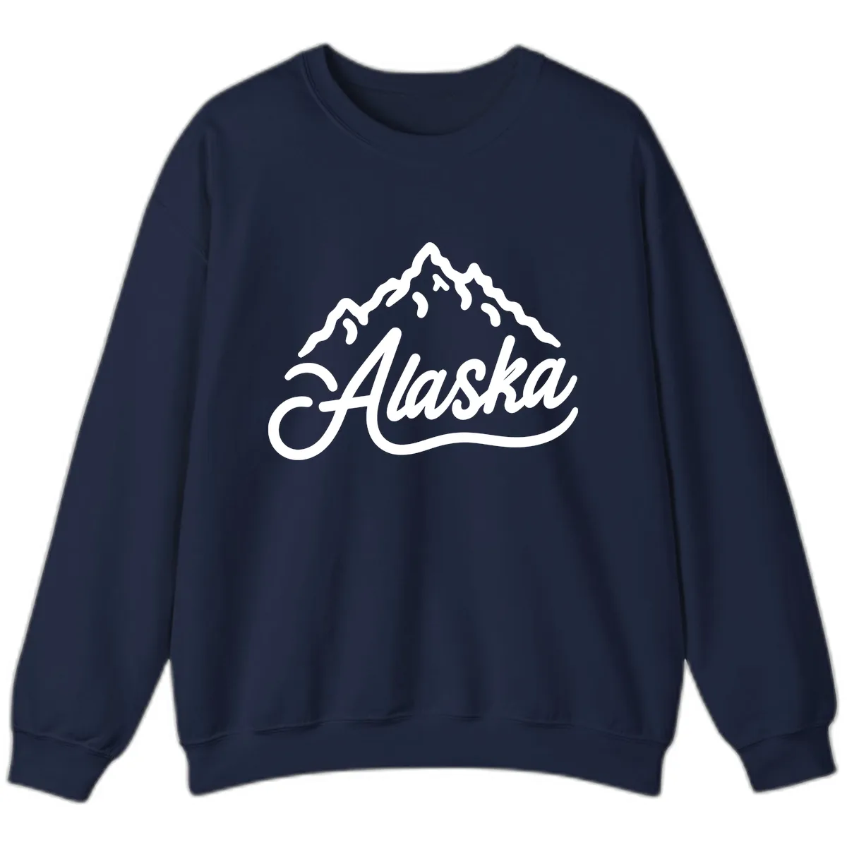 Alaska Mountain Script Wordmark Sweatshirt in Navy