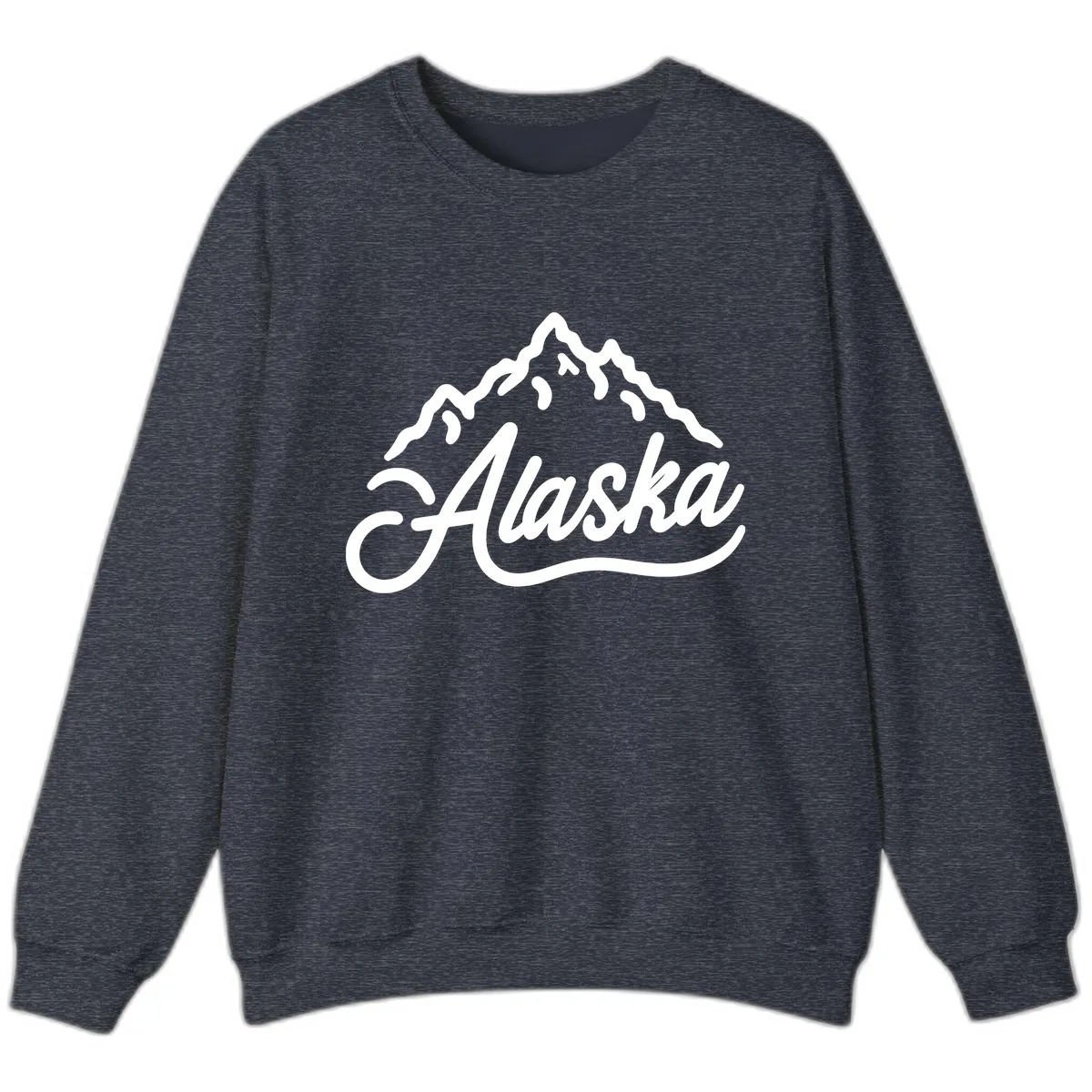 Alaska Mountain Script Wordmark Sweatshirt in Heather Sport Dark Navy
