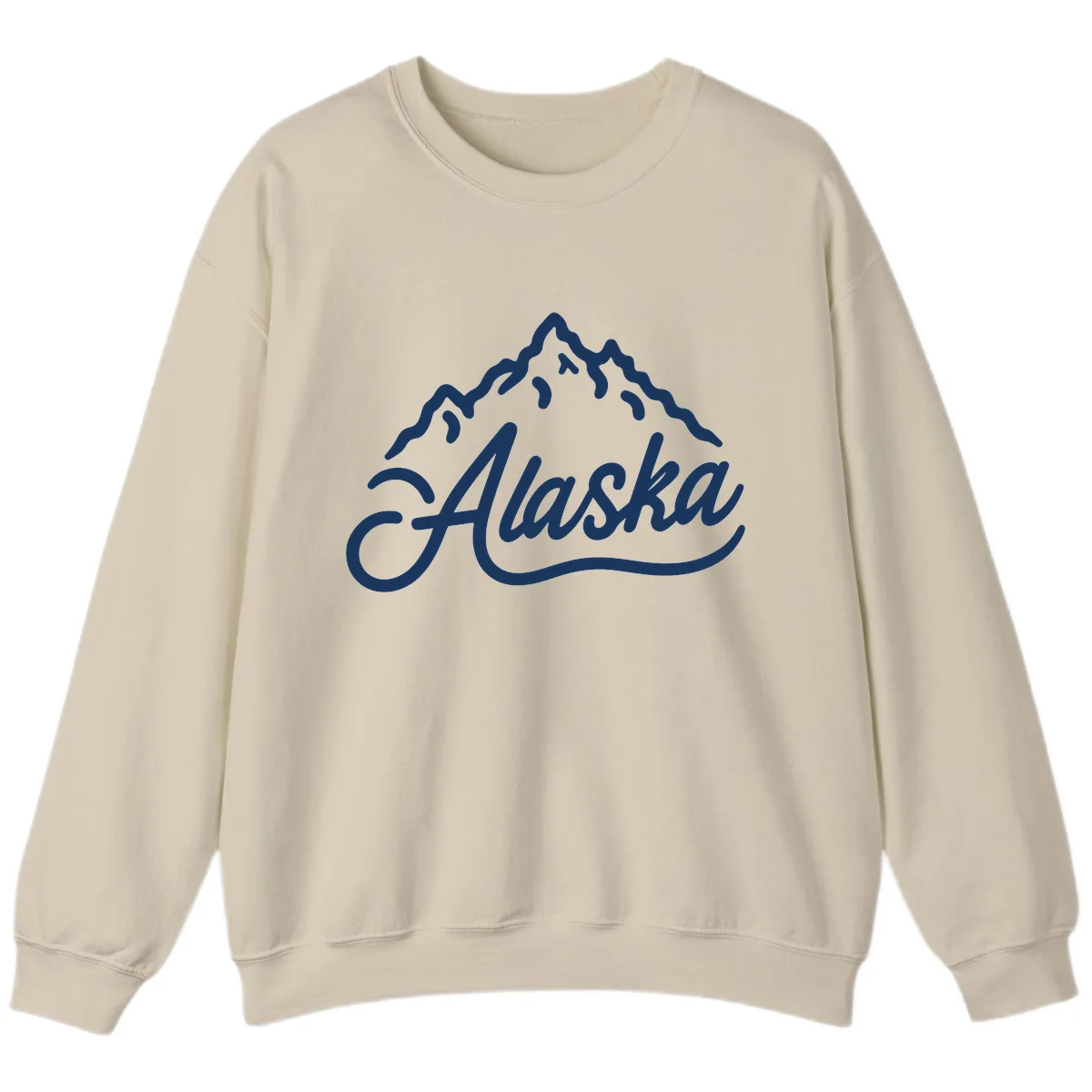 Alaska Mountain Script Wordmark Sweatshirt in Sand