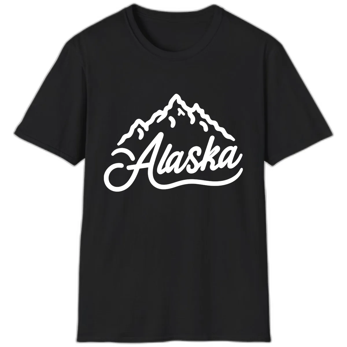 Alaska Mountain Script Wordmark T-Shirt in Black