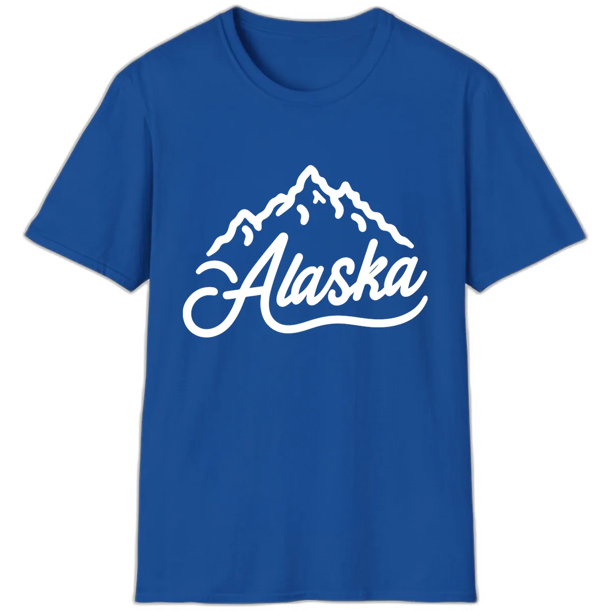 Alaska Mountain Script Wordmark T-Shirt in Royal