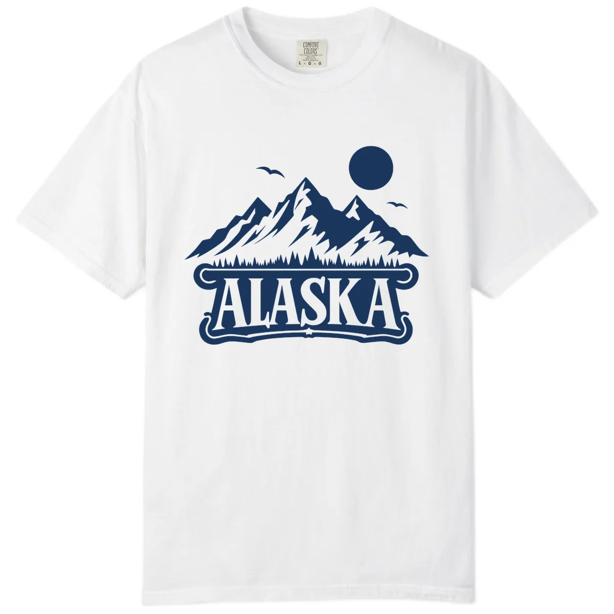 Alaska Mountain Range and Forest Scenic Comfort Color in White
