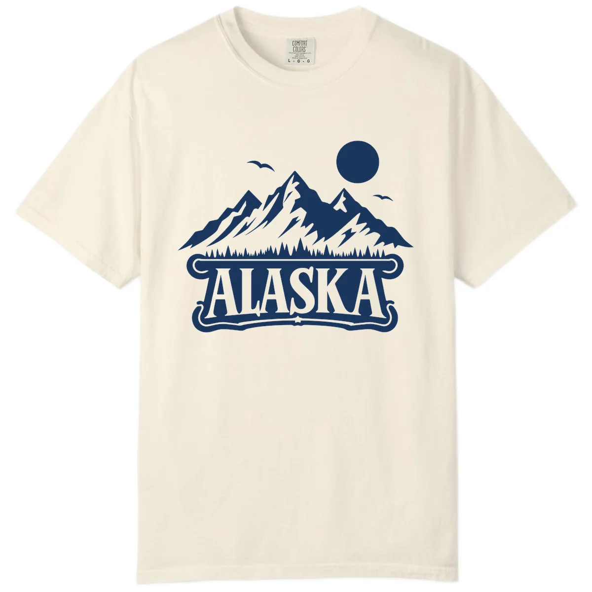 Alaska Mountain Range and Forest Scenic Comfort Color in Ivory