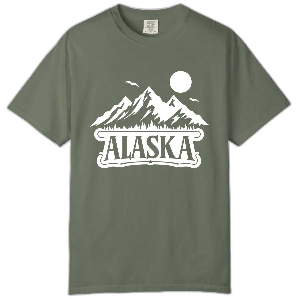 Alaska Mountain Range and Forest Scenic Comfort Color in Moss