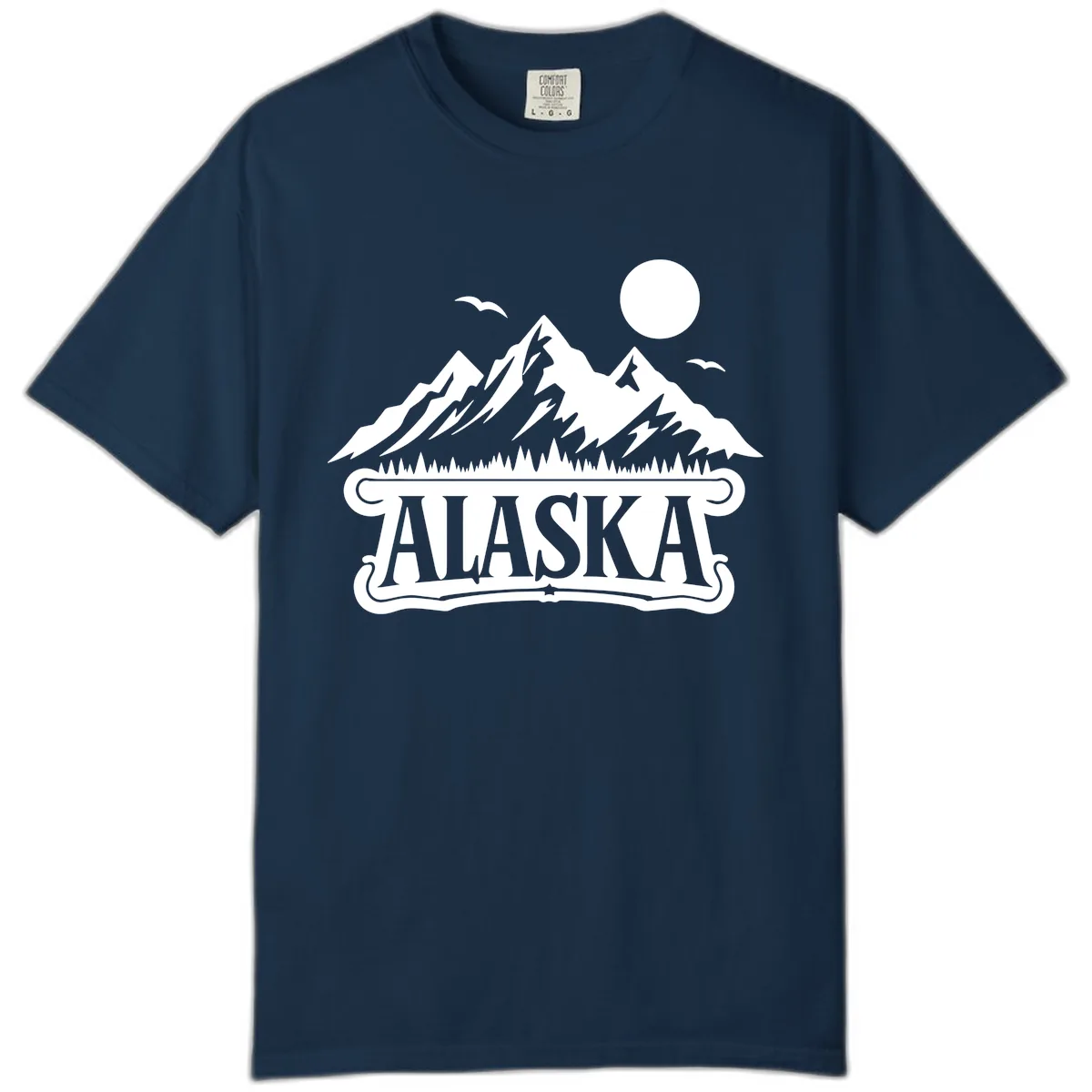 Alaska Mountain Range and Forest Scenic Comfort Color in True Navy
