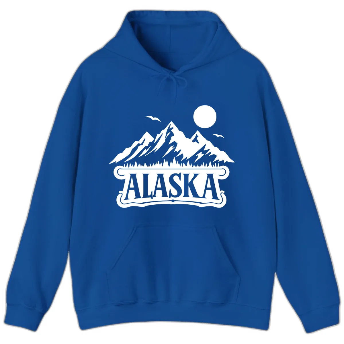 Alaska Mountain Range and Forest Scenic Hoodie in Royal