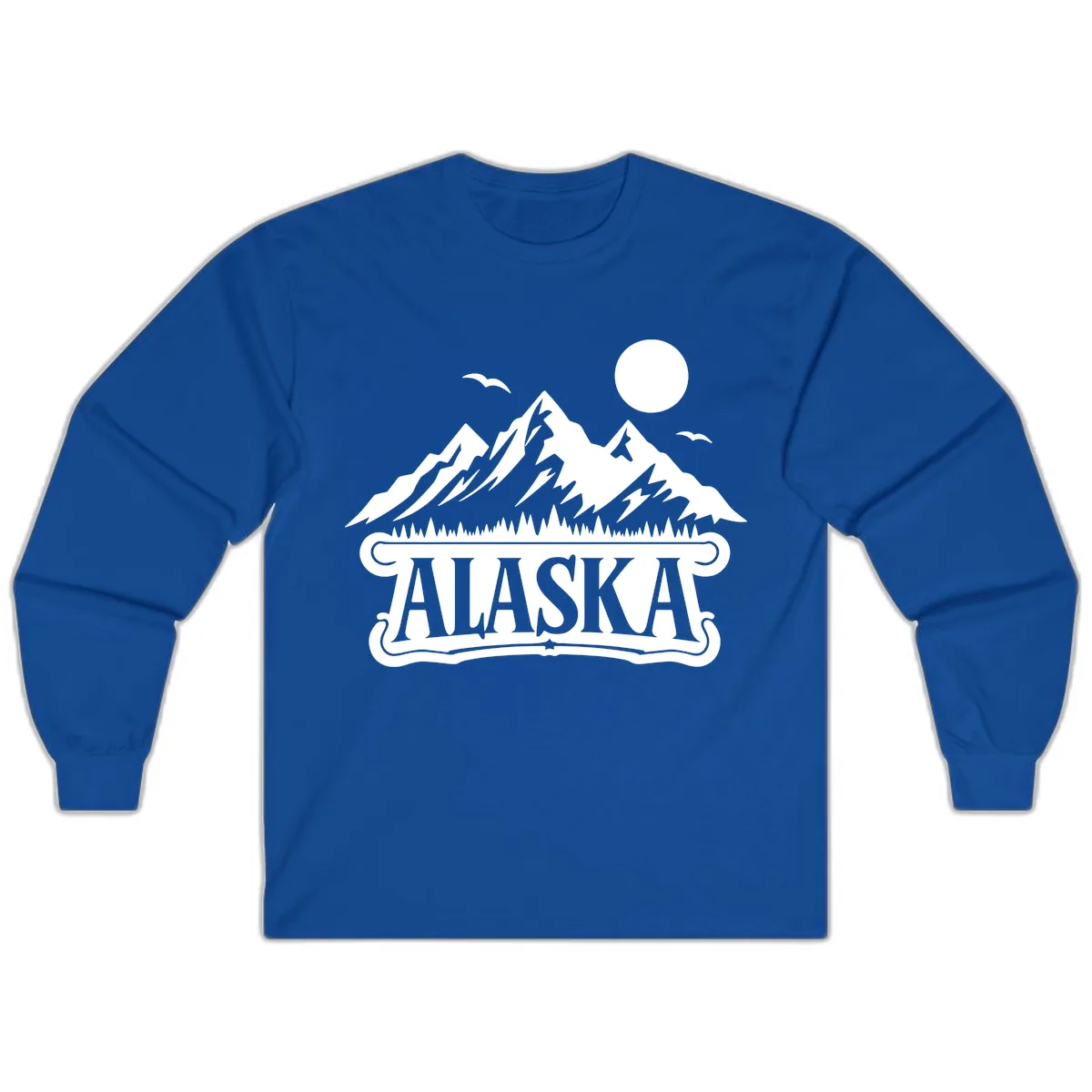 Alaska Mountain Range and Forest Scenic Long Sleeve in Royal